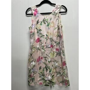Spence Floral Dress Size Small Pink Satin Spring Pre-owned Great Condition